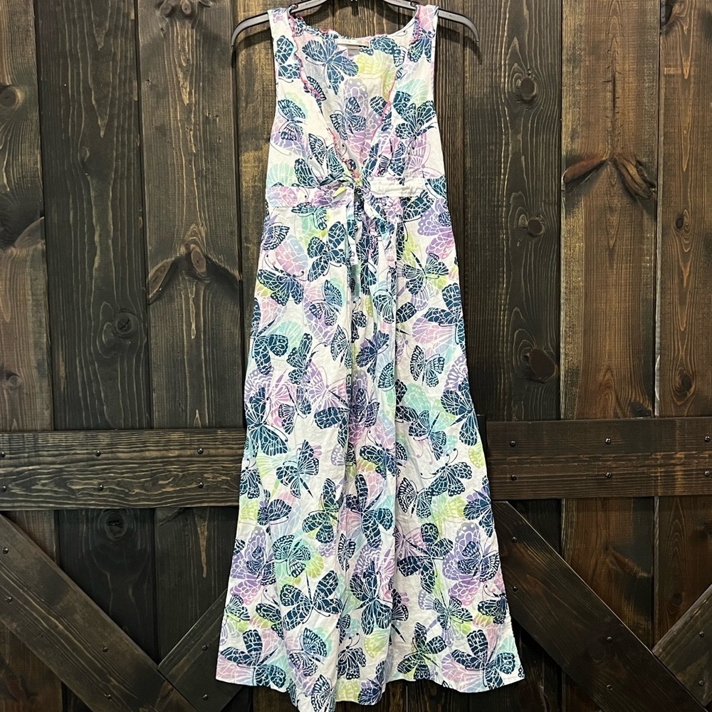 Vtg Victoria's Secret Y2K Babydoll Midi Dress Butterfly Print Boho Garden Fairy